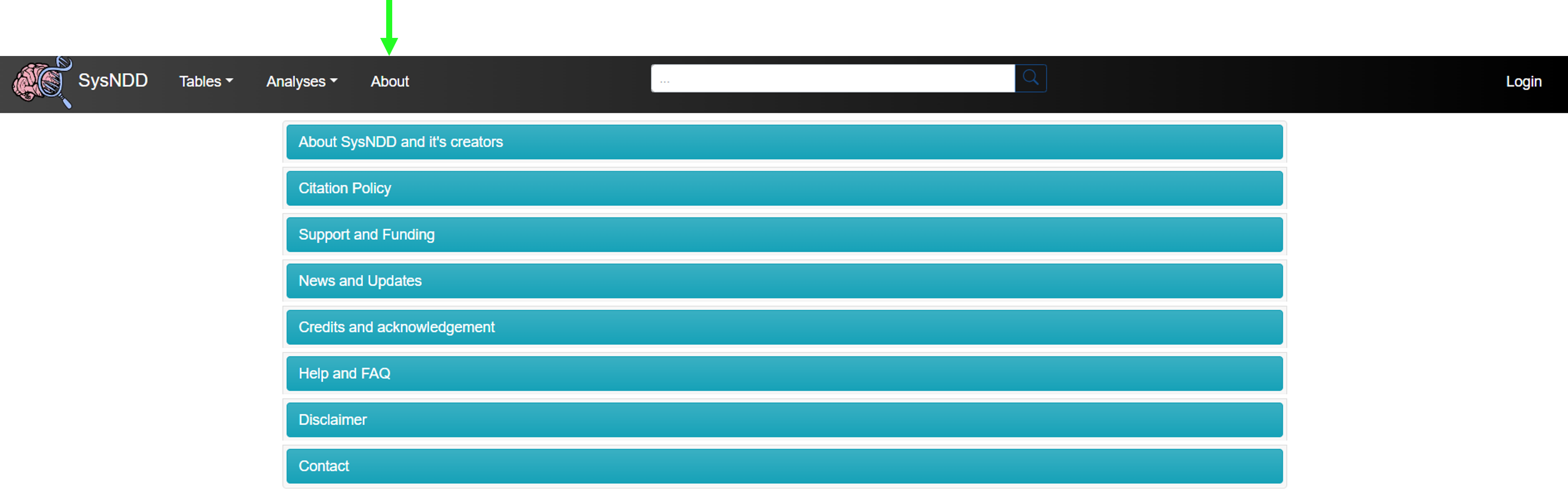 Navigation menu: About