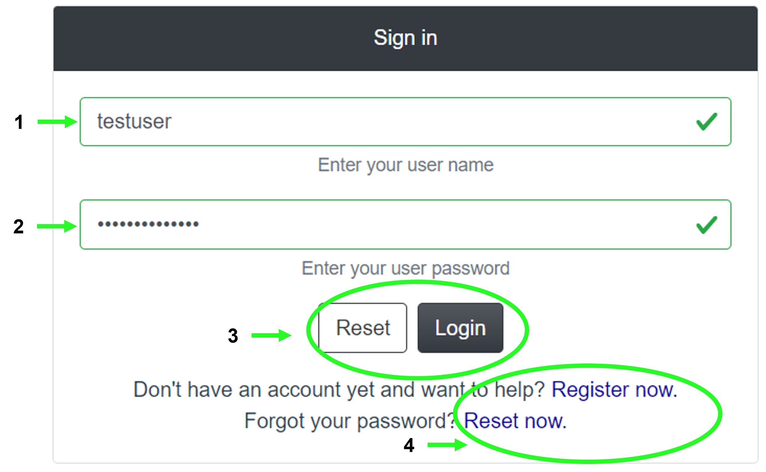 Login modal