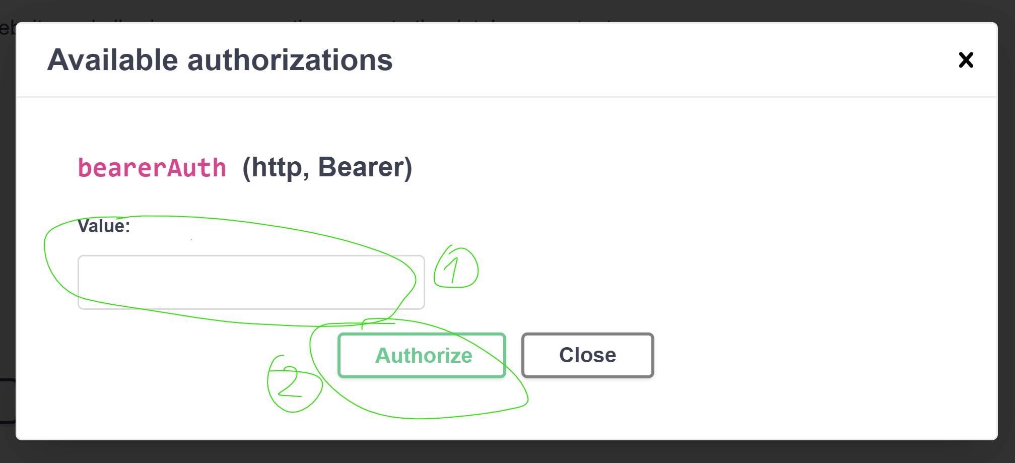 Authorize modal prompt